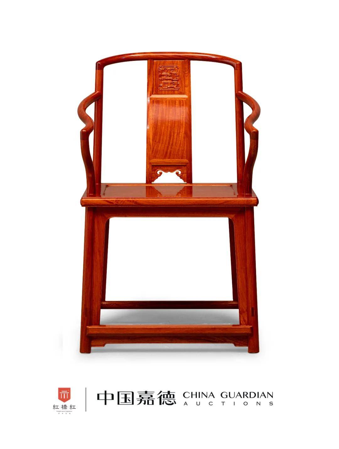 红桥红中国嘉德契合家具二当代缅甸花梨高扶手南官帽椅