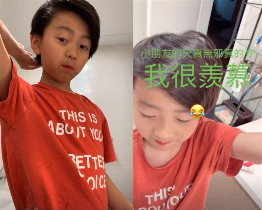 原创张柏芝晒二儿子近照梳谢霆锋同款发型被赞帅气妥妥的小帅哥