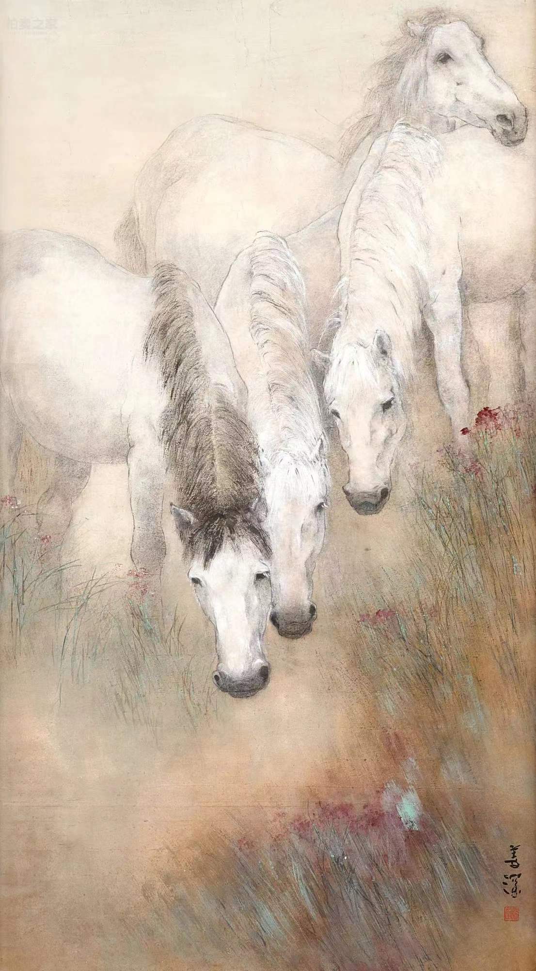 这次的封面是杨善深大尺幅饮马图,350万