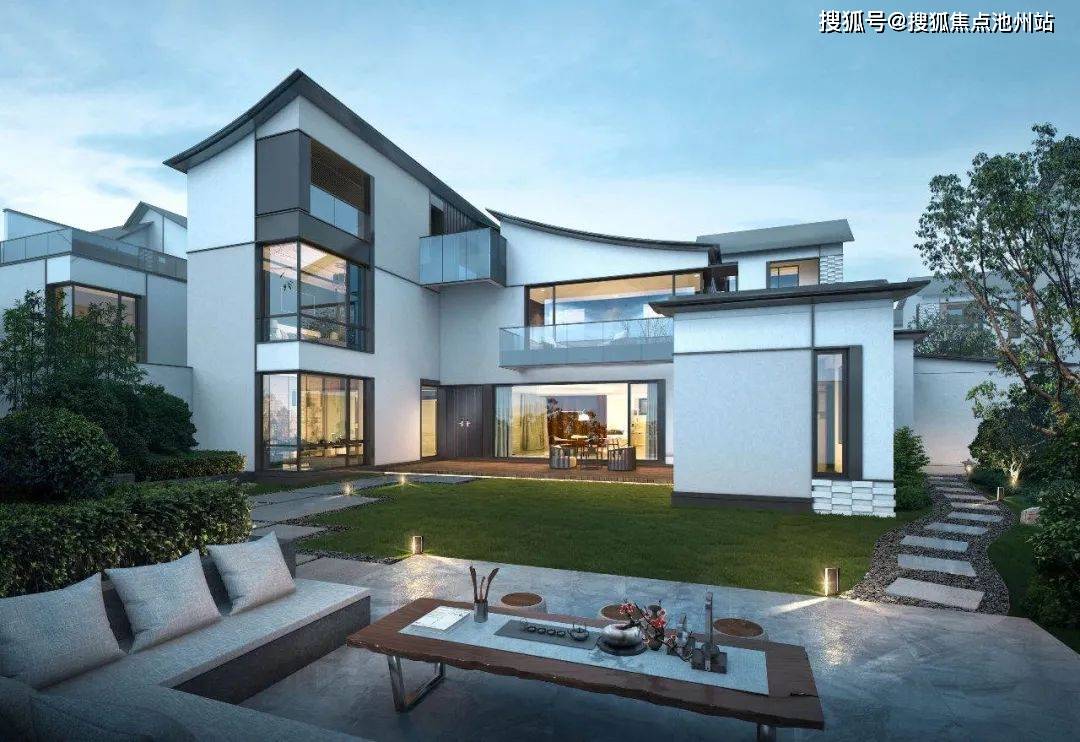 取古典山水意境,融合到设计的体块,比例,色调之间,通过现代工法将材质