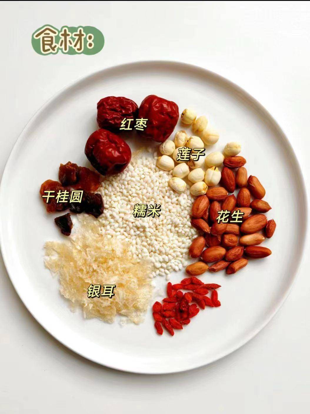 红枣和桂圆有补气养血,益精安神的功效,糯米则有补脾暖胃的作用.