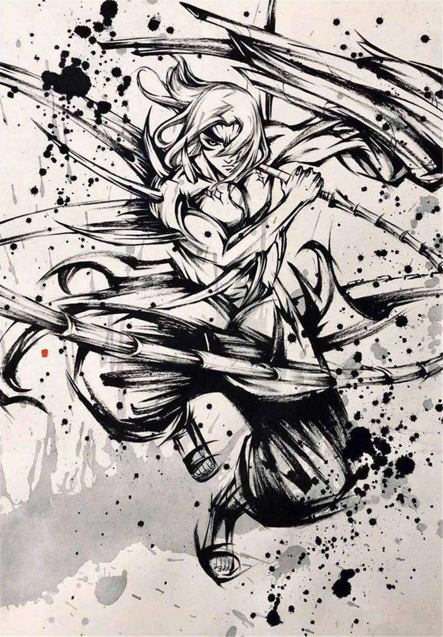 火影当忍者们遇上中国风水墨画风带土鼬很帅雏田小南美如画