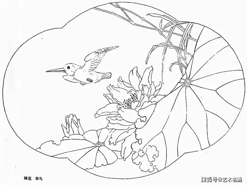翠鸟吃鱼的简笔画图片
