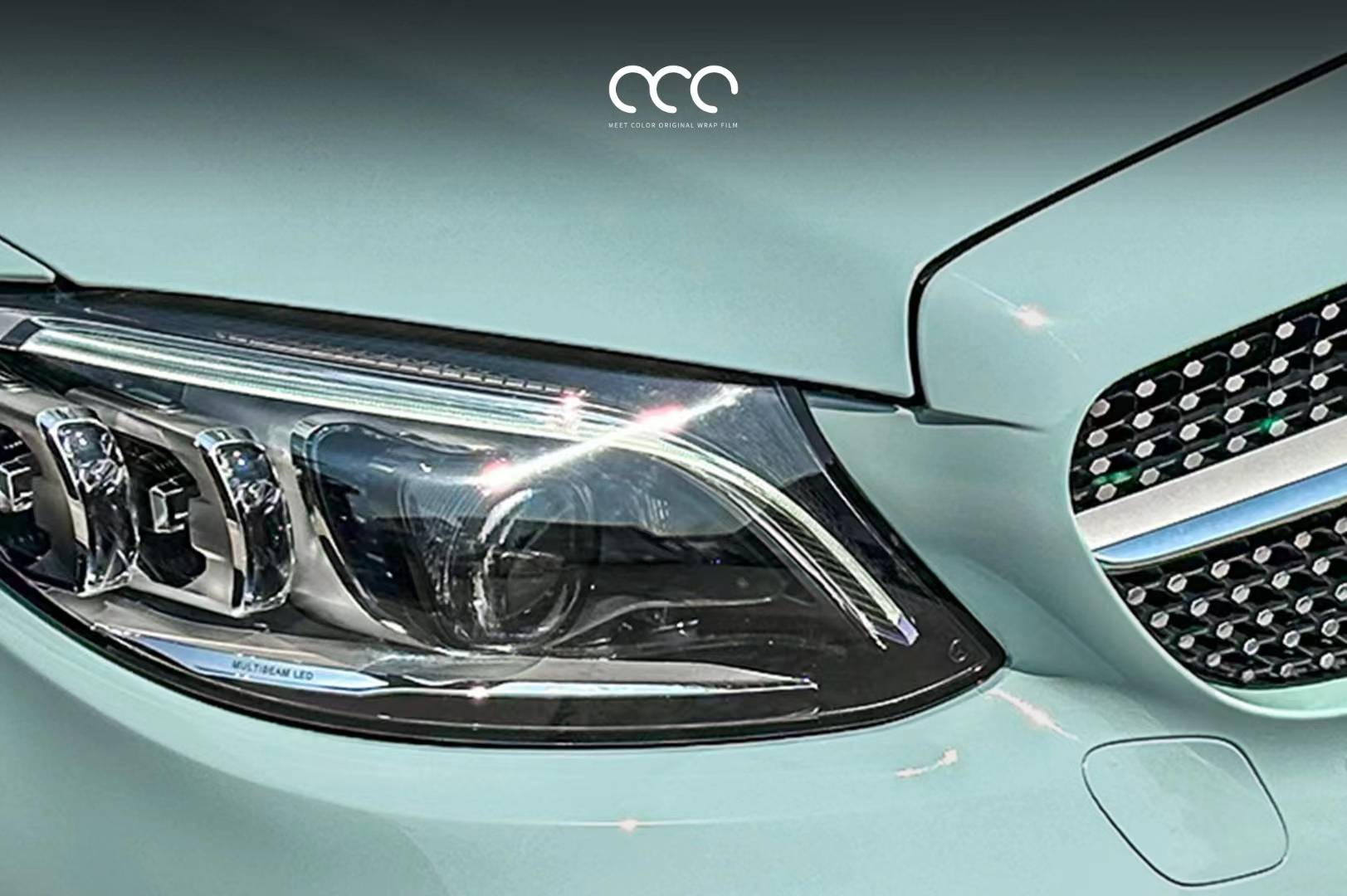 奔驰c级漫彩狄斯绿改色膜,蓝绿交融 明快轻盈