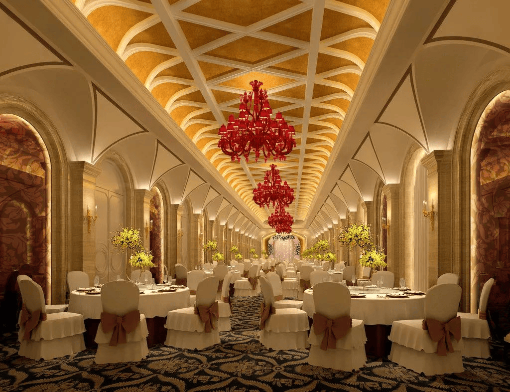 饭店宴会厅的环境气氛装修设计要素很多,这些装修设计要素直接影响着
