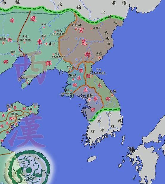 天汉年间(前100年—前97年)辽东政治地图,乐浪郡首县朝鲜县大概位于