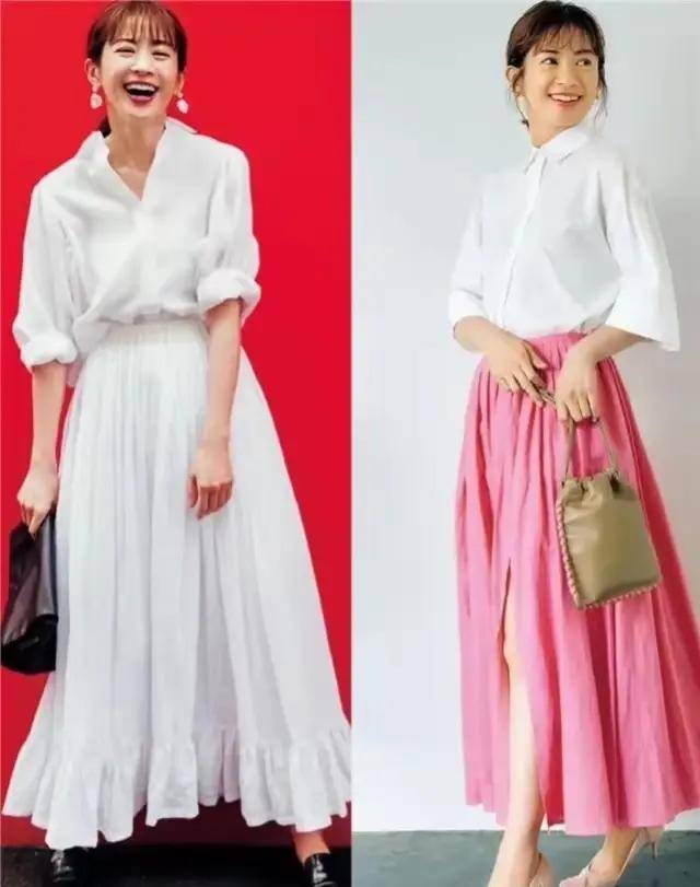 中年女人都在穿"衬衫 裙子裤子",超美_白色_上衣_衣服