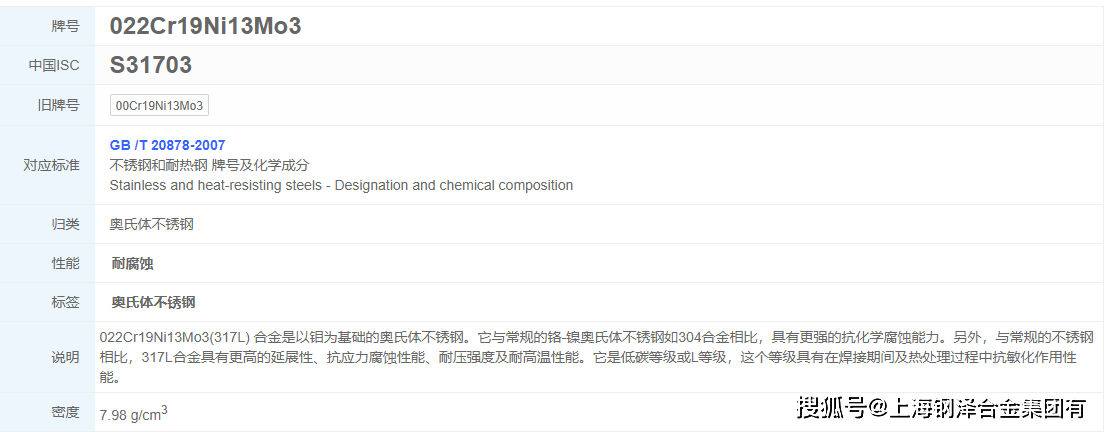 00cr19ni13mo3是一种超低碳钢材
