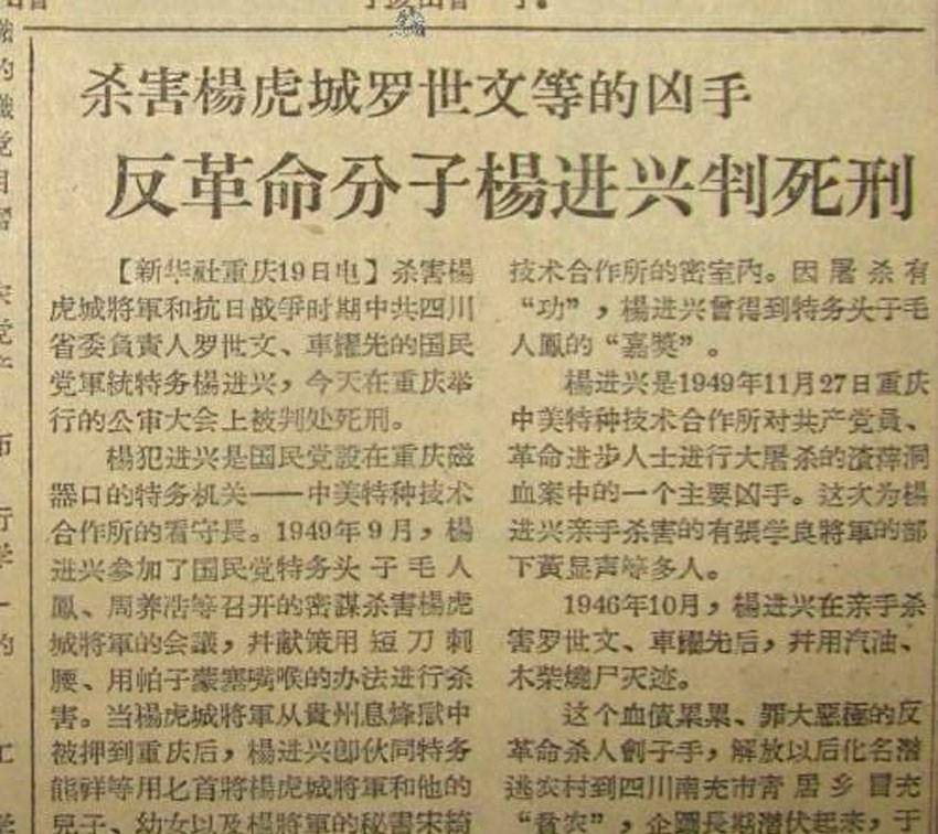 1955年,四川一位村干部在人口普查中显露原形,被公审判处死刑_杨进兴