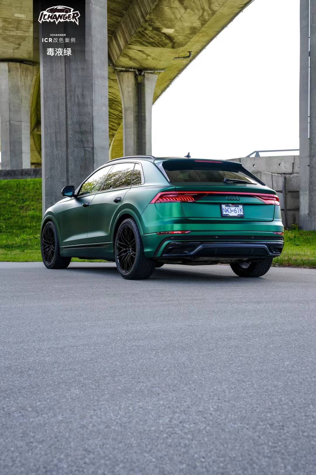 (icr)奥迪q8-pet毒液绿改色膜,视觉强烈的电镀金属质感