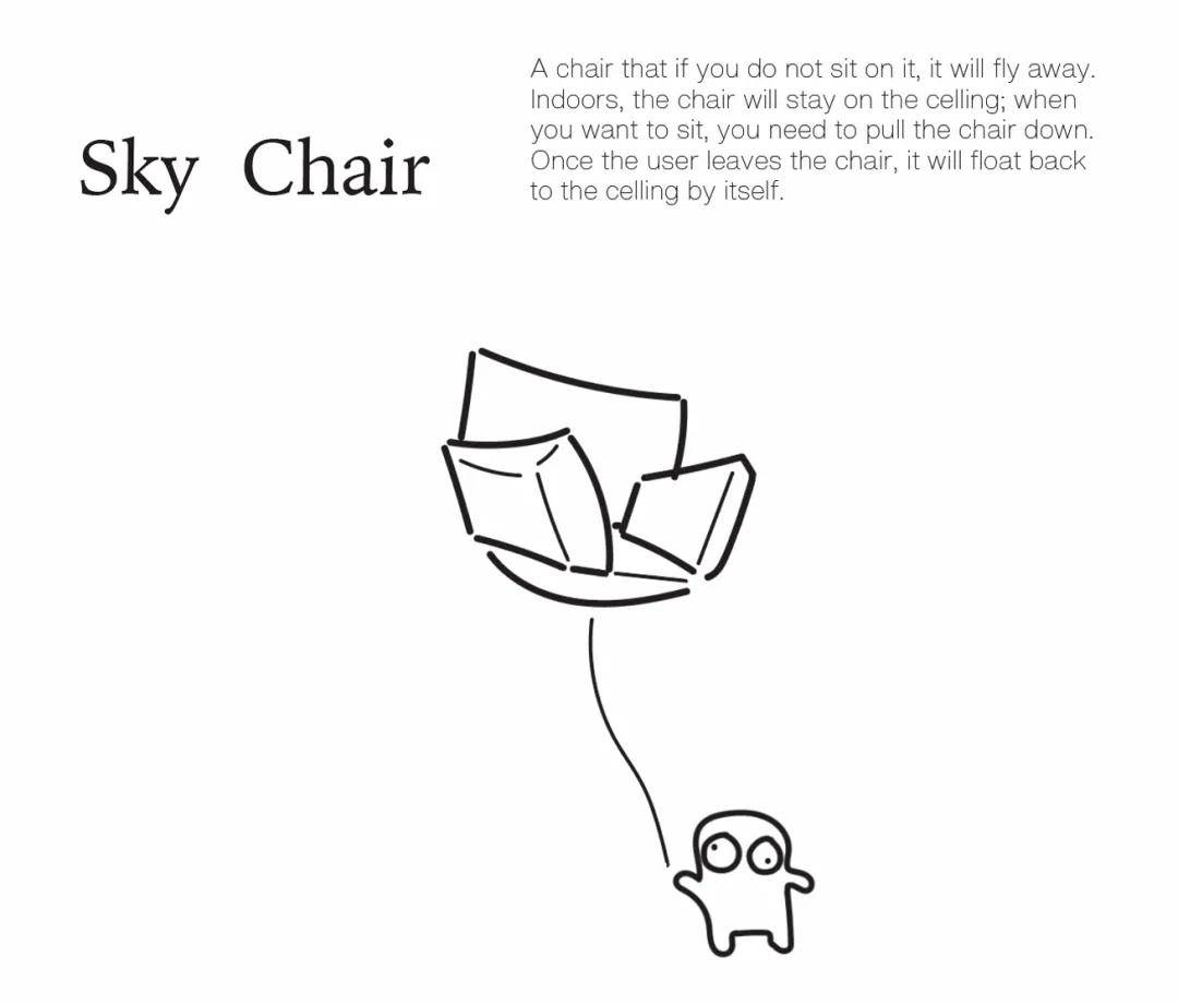 sky chair 是一把奇妙的椅子,如果你不坐在上面,它会悄然飞走.