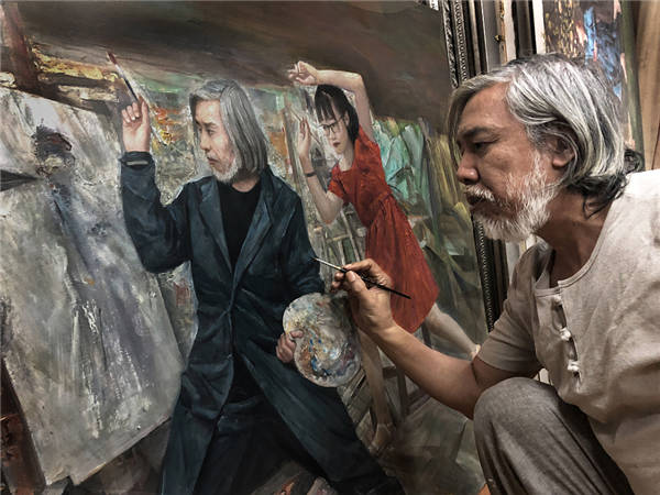 邸立丰工作照片邸立丰工作照片无邪的东方 (局部)皇后像 (150x110cm)