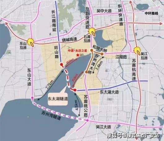 长江路-七子山-旺山快速路(在建中),建成后将推动吴中区,苏州高新区