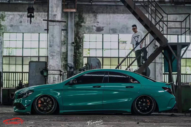 绿色奔驰cla改装airbft气动避震