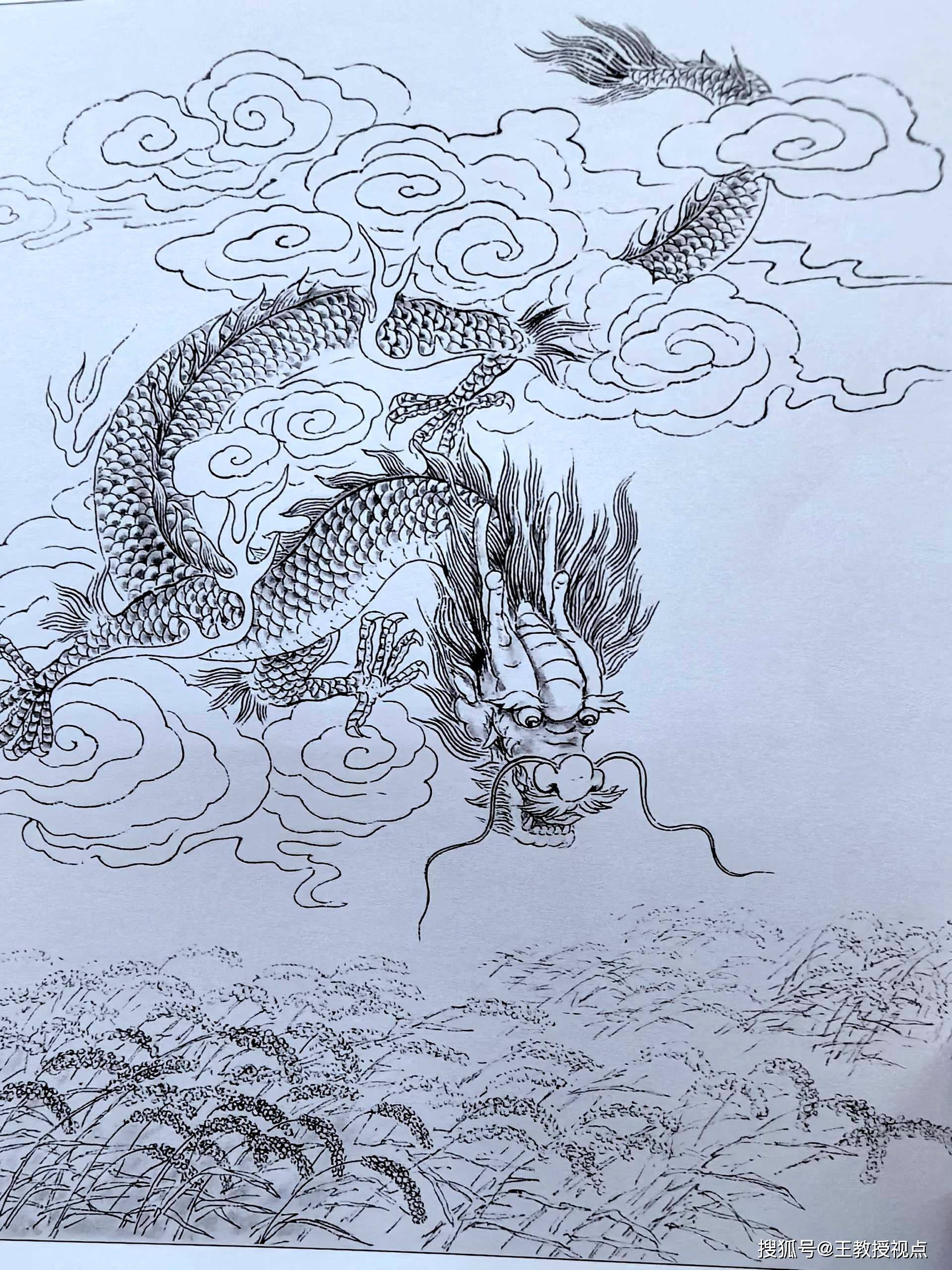 龙腾九天:白描龙系列作品赏析,感受龙的霸气与神韵