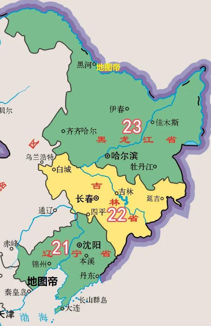 东北三省是哪三省地图图片