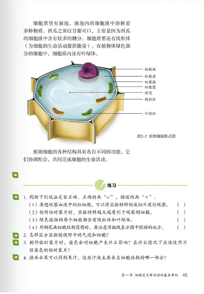 部编人教版初中七年级上册生物电子课本