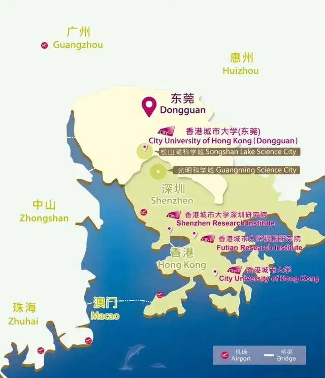 从香港城市大学(东莞)出发,一小时左右车程,即可到达深圳,广州核心