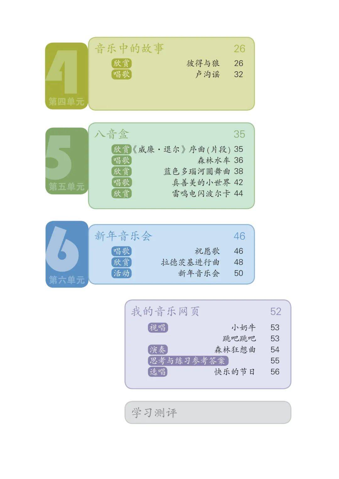 小学音乐课本歌曲目录图片