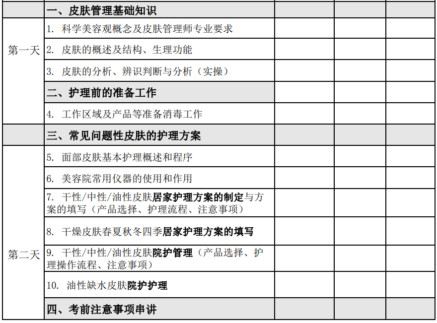 广东省华大学校皮肤管理师等级证书培训考试