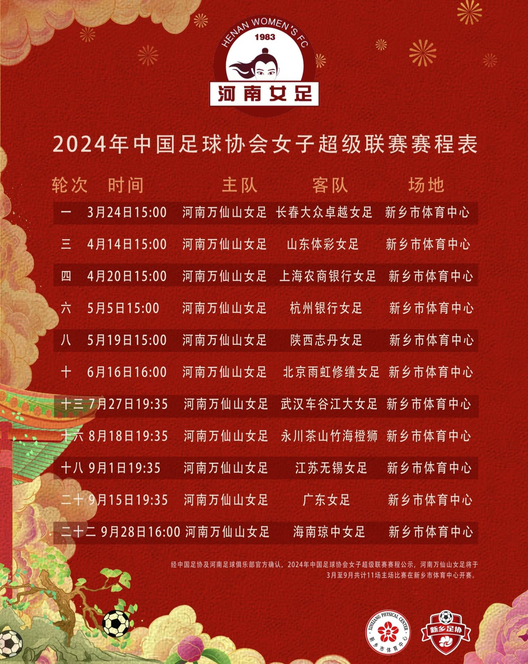 2024女超联赛9月15日河南万仙山主场迎战广东,观赛须知