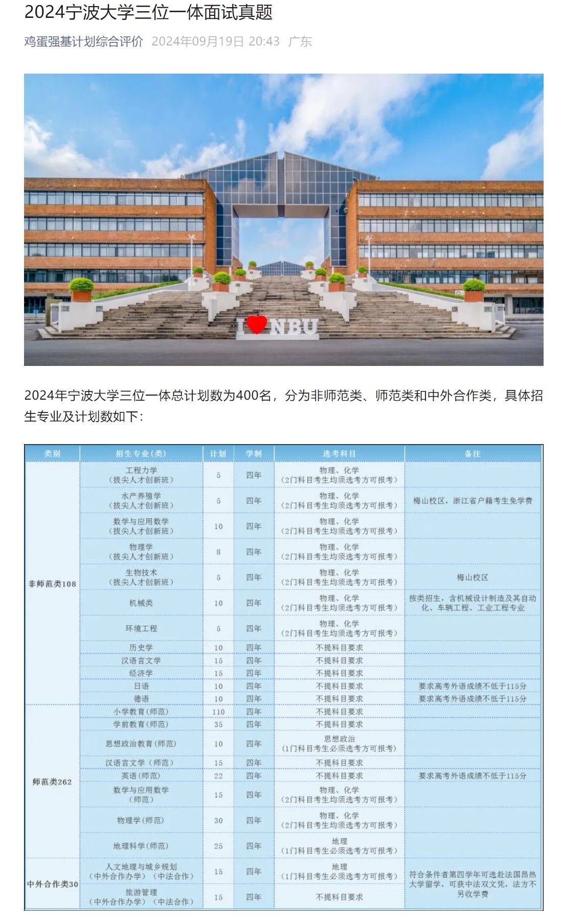 2024宁波大学三位一体面试真题