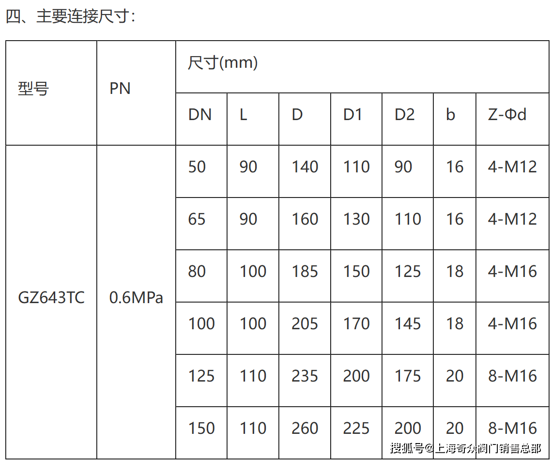 闸阀规格尺寸表大全图片