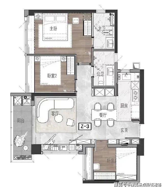 户型品鉴第四:项目是单体楼社区,几乎没有小区园林,36层高的住宅楼,楼