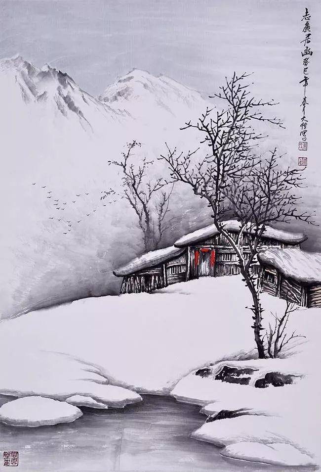 怎样赞美雪景画图片