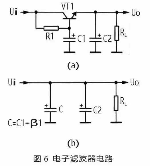 电子滤波电路工作原理如下 电路中的 vt1 r1 c1 组成电子滤波器