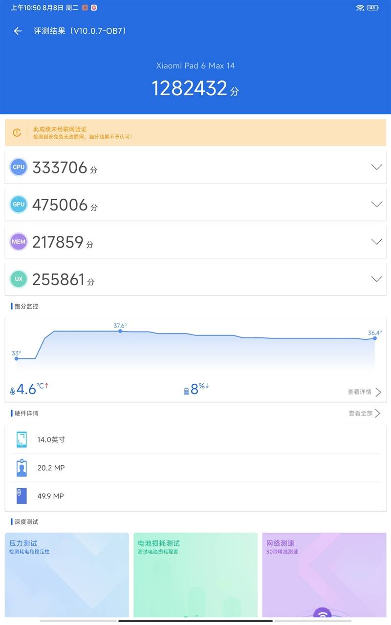 小米平板4跑分图片