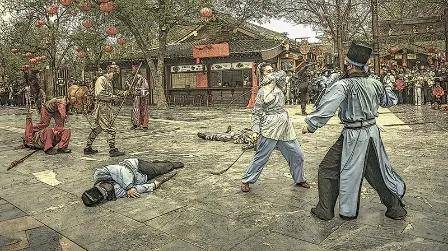 水浒里的劫法场(救宋江,开封清明上河园演出)/胡时芳摄影