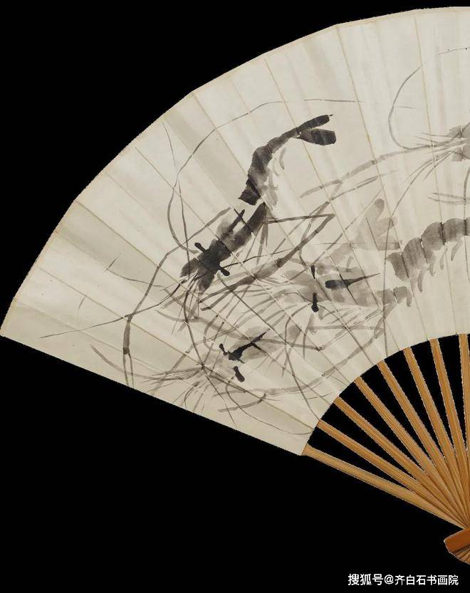 如何鉴定送拍西泠2024秋拍齐白石的虾折扇,国家一级书画鉴定师齐白石