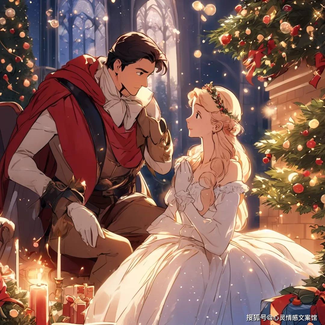 公主和王子穿着圣诞服庆祝圣诞节