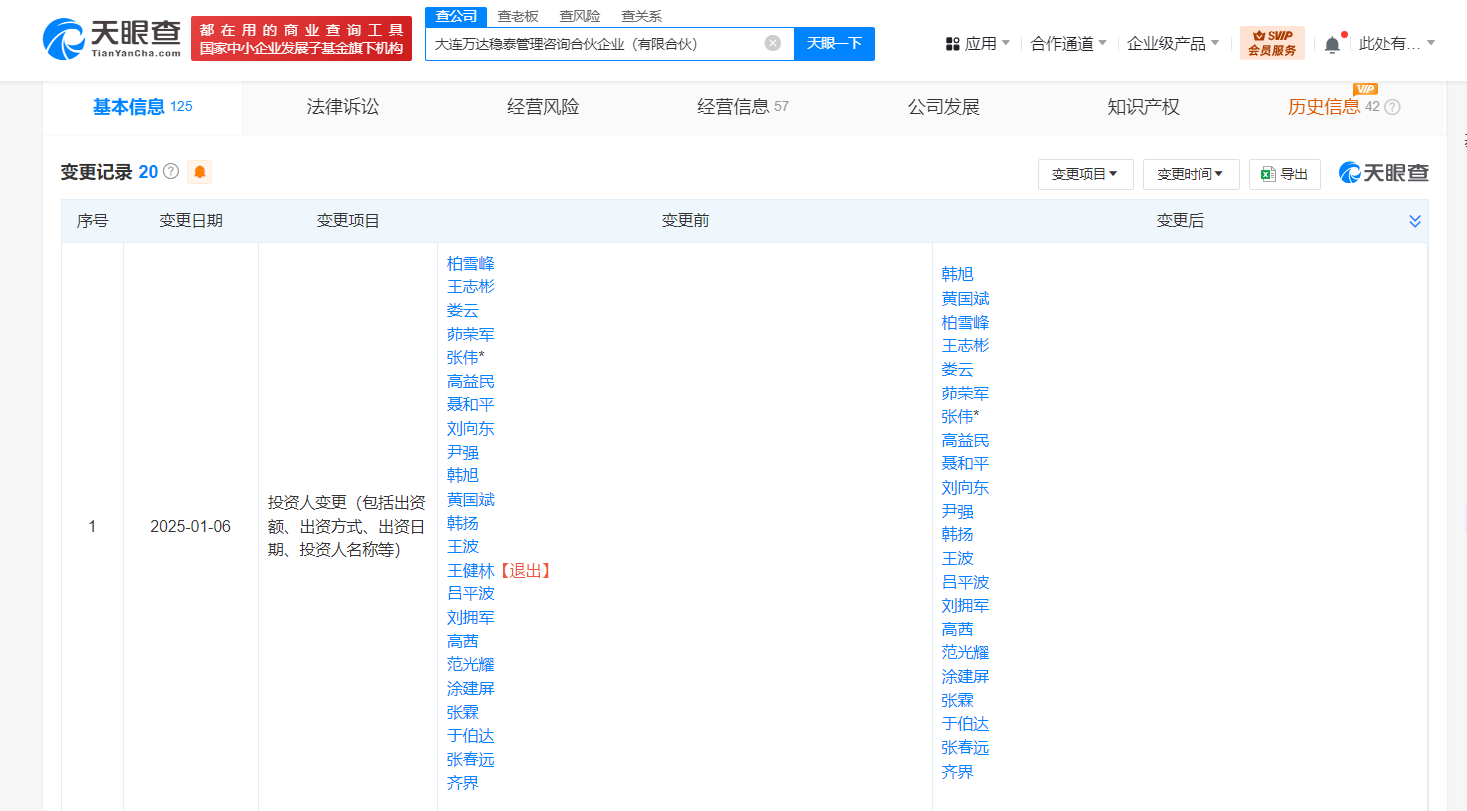 王健林退股万达旗下管理咨询合伙企业 王健林退股大连万达稳泰合伙企业