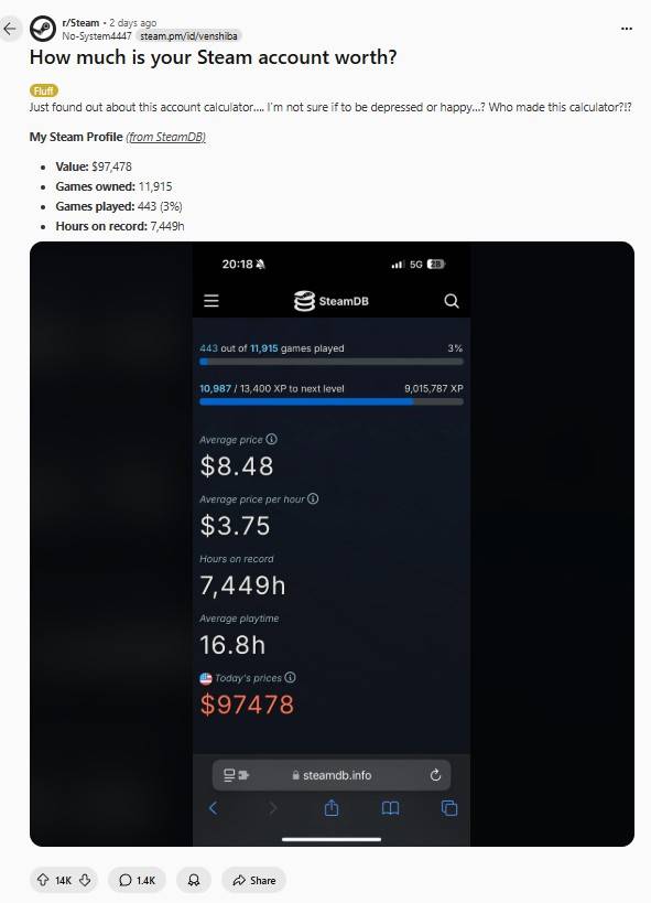 Steam计算器上线：揭示玩家“买了不玩”游戏真相