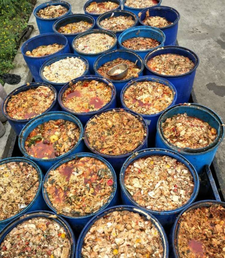 将工厂,学校大量厨余发酵后变成鸡鸭优质饲料,可自用也可用于销售给