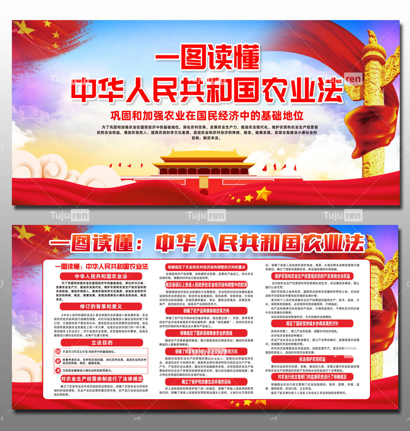 一图读懂中华人民共和国农业法大气展板素材创意设计