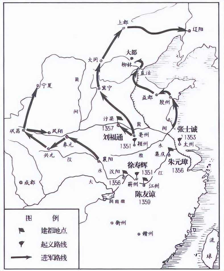 元末农民起义图正在这个时候,元朝统治分崩离析,眼看就要天下大乱,民