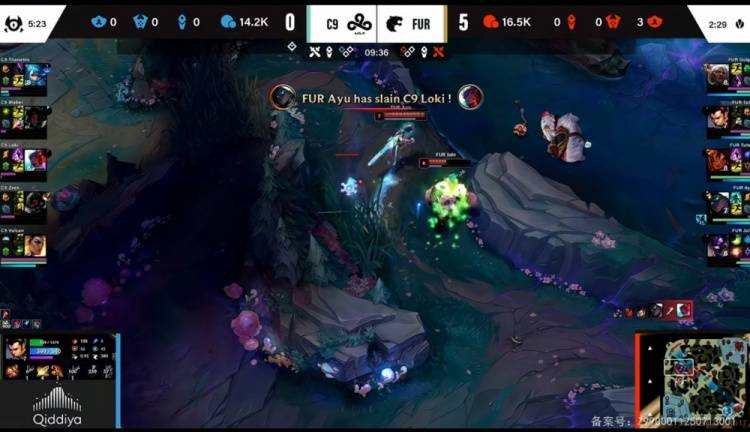 2025 EWC电竞世界杯《英雄联盟》A组生死战：FUR战术碾压送C9回家 