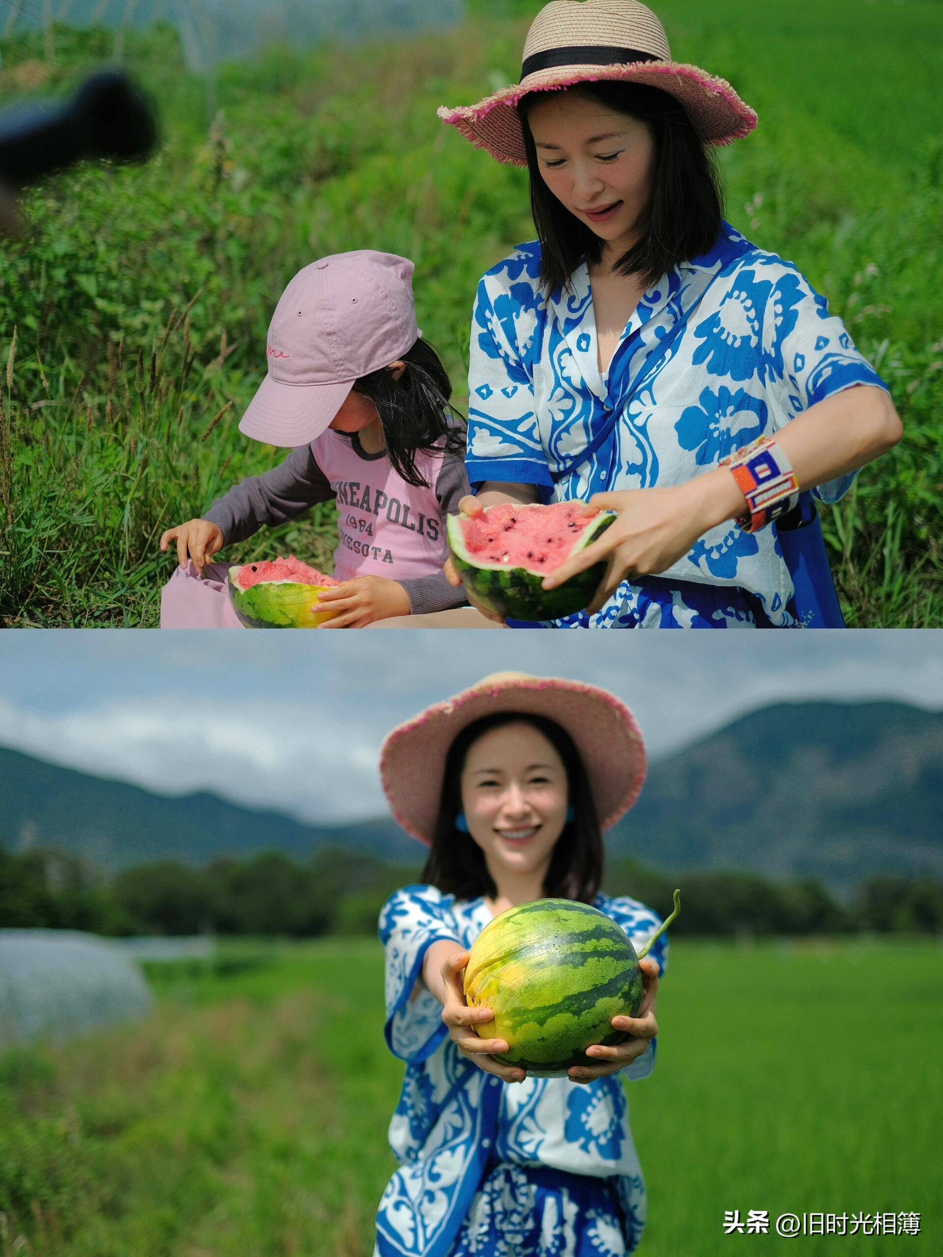 原创41岁江一燕徒手开西瓜带着女儿漫游田间做快乐的精神村民