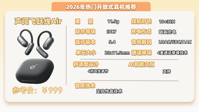 音质好的开放式耳机有哪些?2026年十大音质最好的开放式耳机推荐