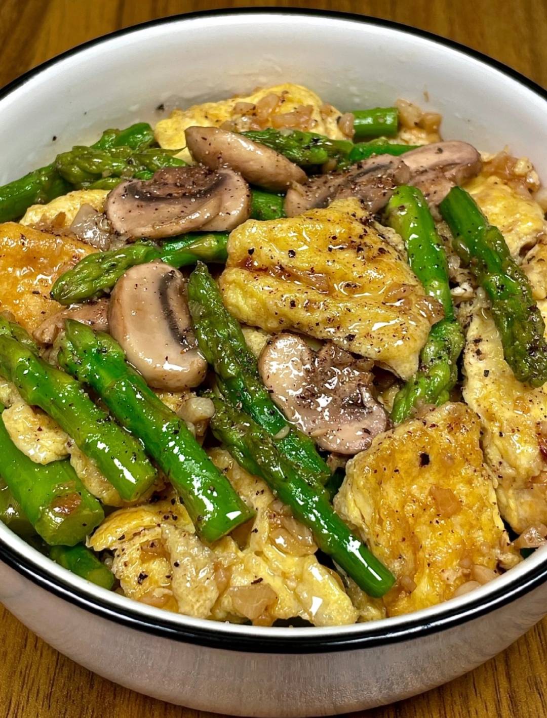 一百道减脂年夜饭之口蘑芦笋炒蛋