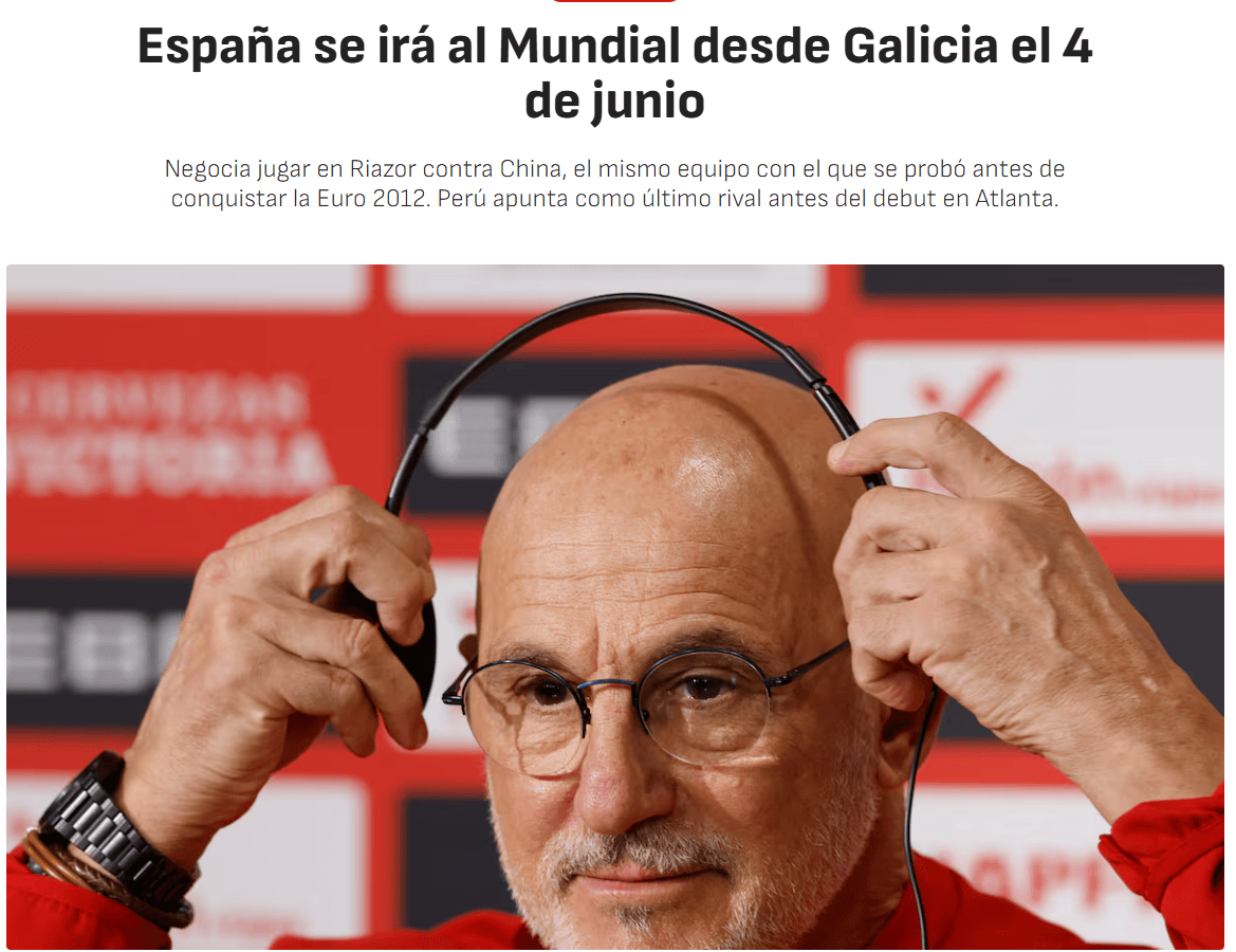 西媒：西班牙正协商与中国队热身 上次交手后赢得欧洲杯