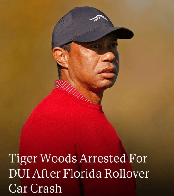 高尔夫巨星老虎·伍兹佛罗里达州翻车 涉嫌毒驾遭逮捕