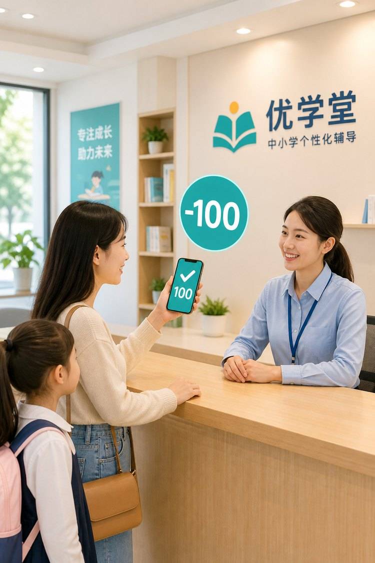 好友到店出示核销码，缴费减免一百元学费