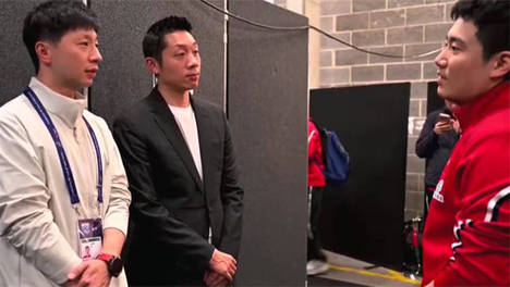 丁宁督战！马龙表示很紧张，许昕回应接下来目标，国乒副队长陪练