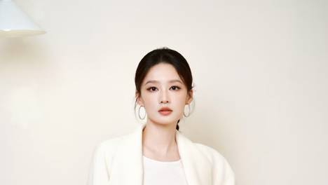 李沁穿白色毛呢大衣套装明媚大气 优雅温婉尽显白月光千金感