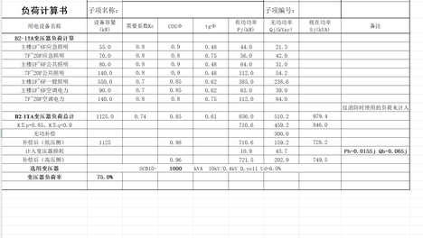 甲级设计院 最新整理变压器负荷计算书模版（带公式）