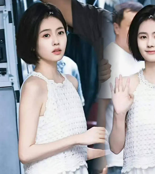 白鹿短发造型清新明媚，灵动活泼少女感十足